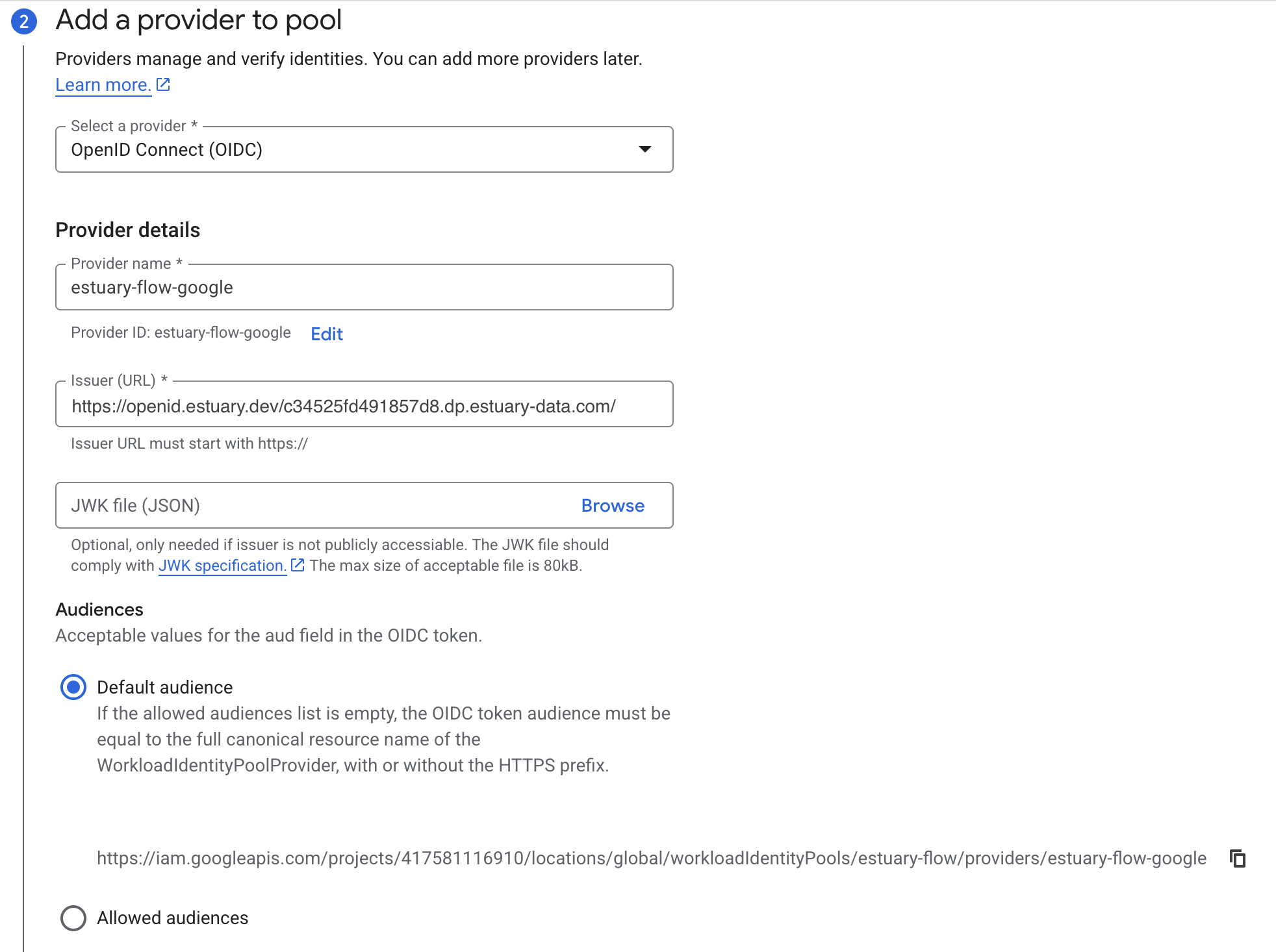 Workload Identity Provider Configuration