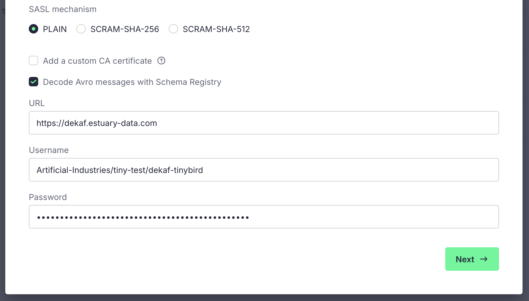 Configure Estuary Schema Registry